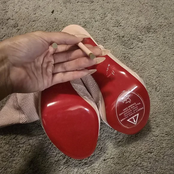 Christian Louboutin Blush Knit Peep-Toe Heels - Picture 4 of 5